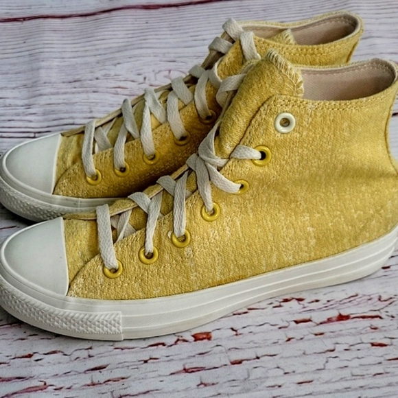CONVERSE ALL STARS ButterYellow High-Top Sneakers Women's Size 7 - Picture 3 of 9